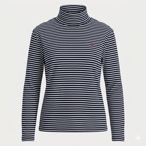 Ralph Lauren Polo Sport Navy and White Striped Turtleneck